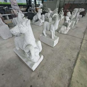 昆明芝麻白雕刻 十二生肖 异形雕刻