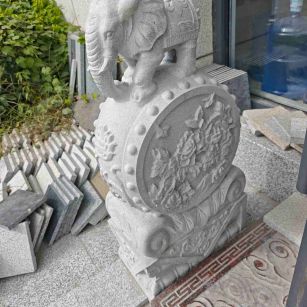 昆明芝麻白抱鼓石 庭院抱鼓石