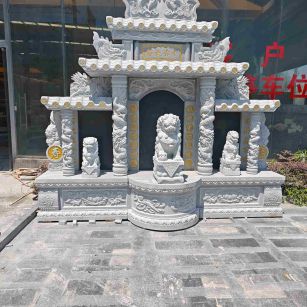 昆明芝麻白中国黑石材套墓 花岗岩墓碑